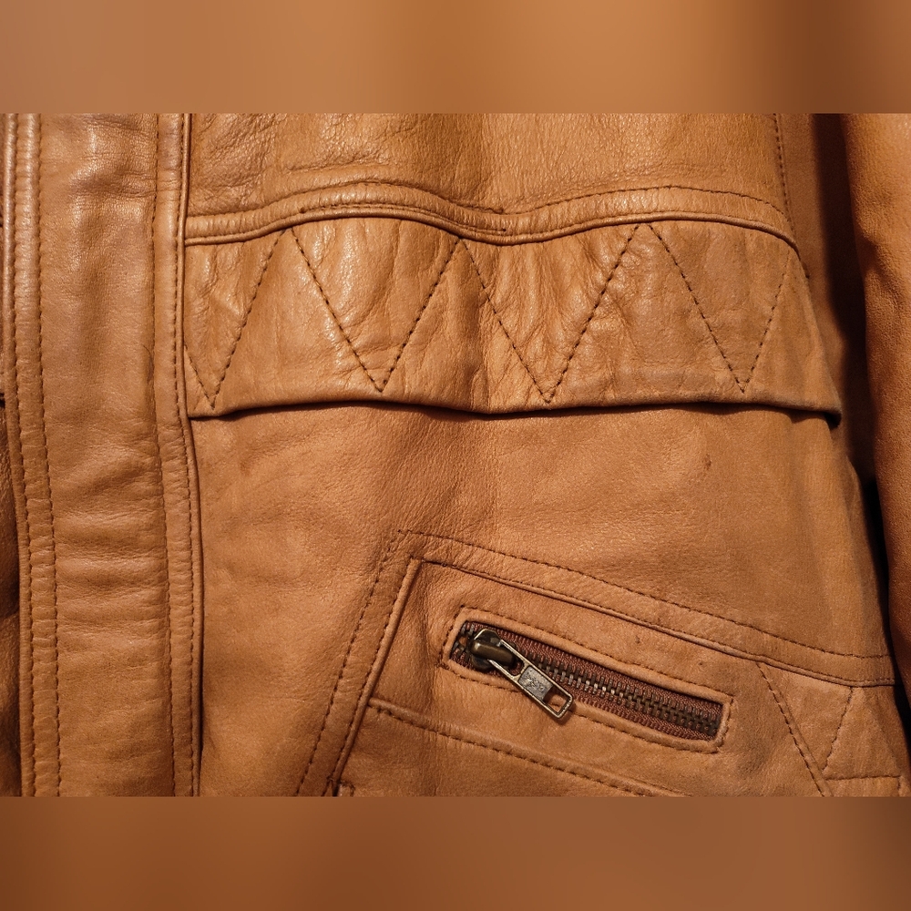 Genuine Brown Leather Jacket by Exploration - Picture 3 of 16